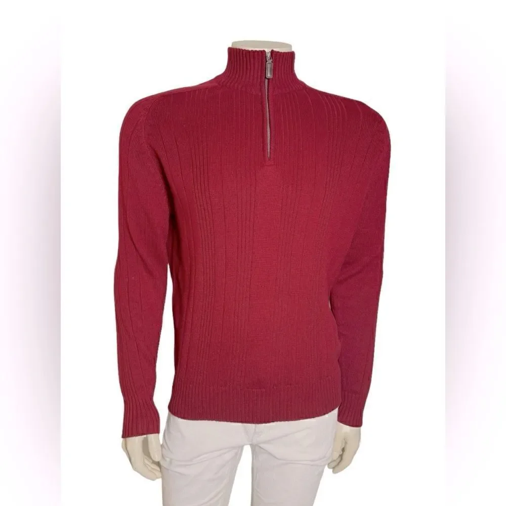 Oscar de la Renta Men’s Mock Neck Pullover Sweater w/ Zip Closure XL Like New